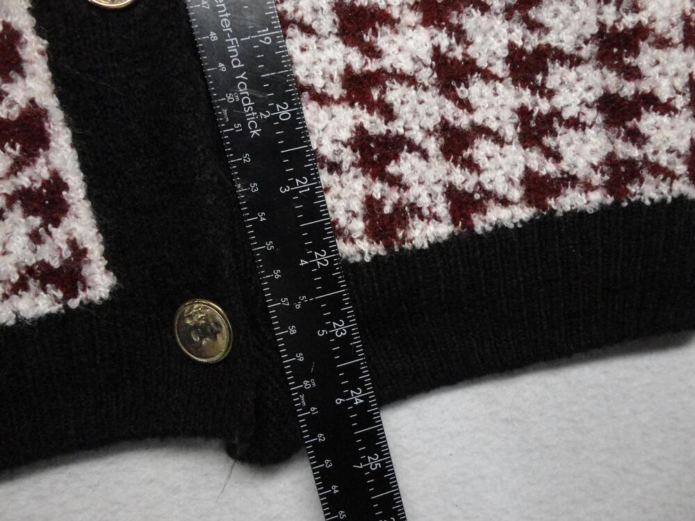 Maeve Anthropologie Sweater Cardigan Womens Medium Red Check Knit Gold Buttons - Picture 5 of 6
